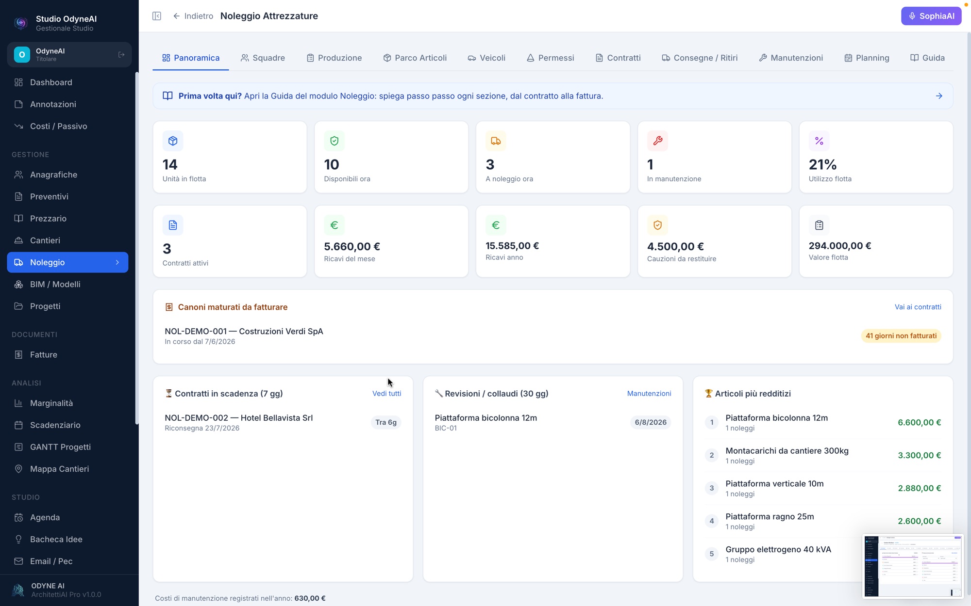 Video guida al modulo Noleggio di ArchitettiAI Pro